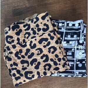 LulaRoe Bundle 2 TC2 (Tall & Curvy 18+) Leggins Tiger Print & Cassette Tape RARE